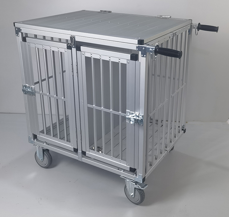 All Aluminium Dog Trolley with Double Doors with Foldable Handle